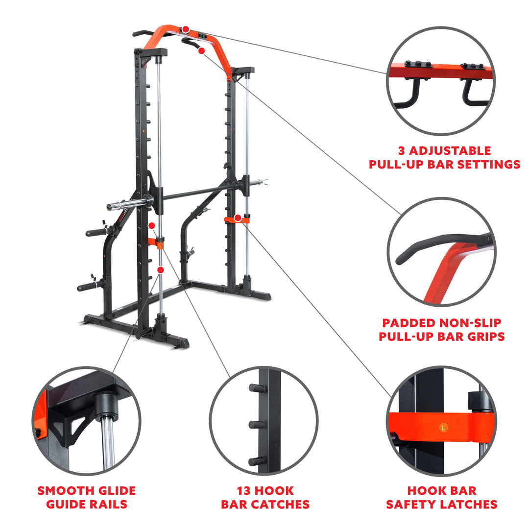 Jaula de fuerza con racks para sentadillas Sunny Health